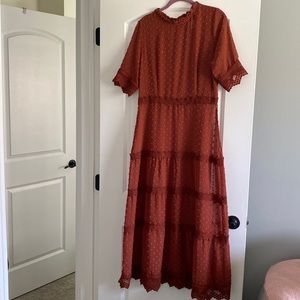 Lulus rust midi dress size large